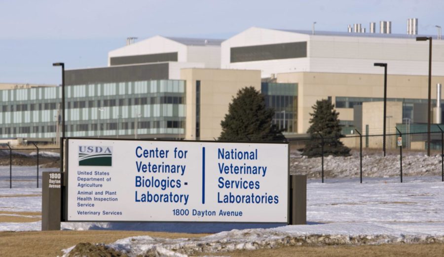 United States Department of Agriculture labs is seen, Wednesday, Feb. 4, 2009, in Ames, Iowa. The U.S. Department of Agriculture has placed 19 employees at the lab on administrative leave after allegations that some used veterinary credentials to purchase low-cost medications for human use. (AP Photo/Charlie Neibergall)