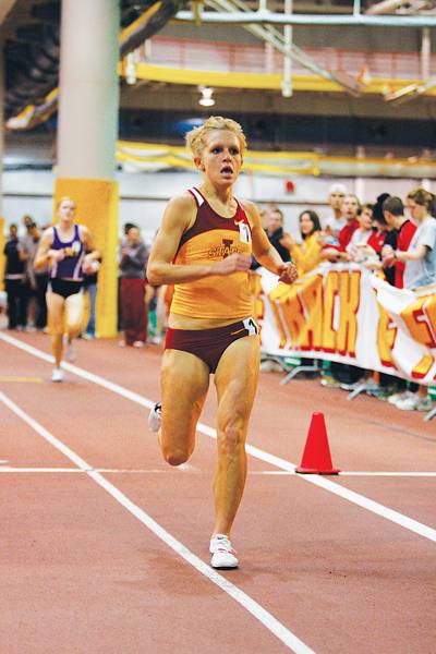 Due to an early season injury, Lisa Koll and head coach Corey Ihmels have decided Koll will run in Berkeley, Calif. instead of the Drake Relays this weekend. File Photo: Shing Kai Chan/Iowa State Daily