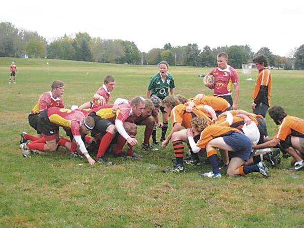 Members of the ISU Rugby Club participate in a match last fall. The club is currently preparing for its spring season after not qualifying for the national championship tournament in the fall. Photo: Jeremiah Davis/Iowa State Daily