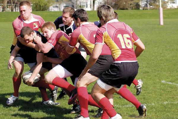 Members of the ISU rugby team play during the Veishea tournament on Saturday. The Cyclones fell to the Cornhuskers 25-14. Courtesy photo: Danielle Kruse