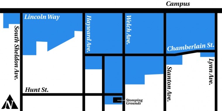 The+blue+area+indicates+the+boundaries+of+Campustown