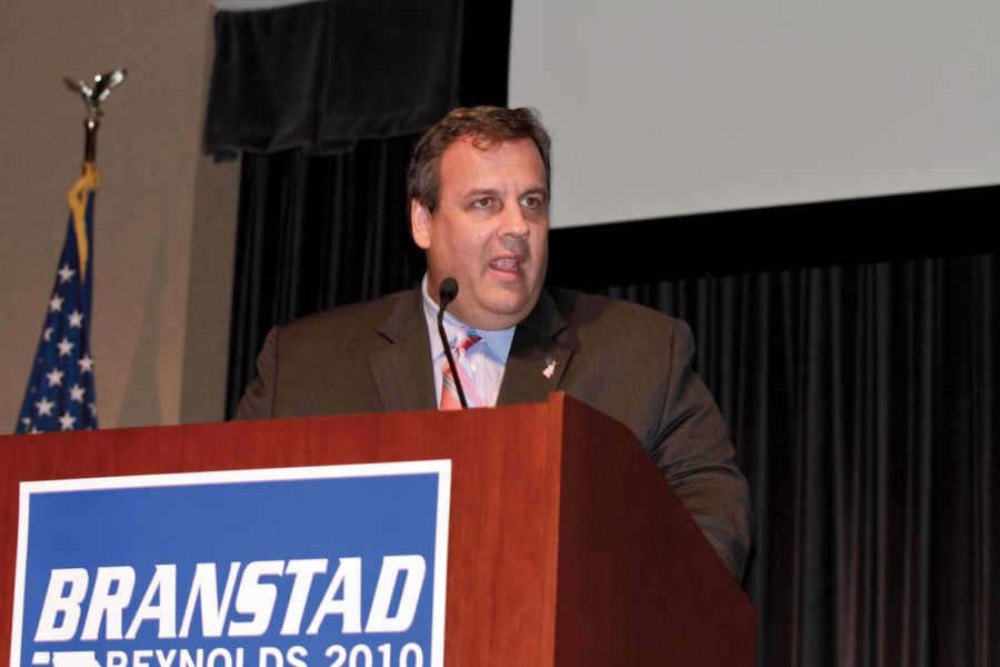 New Jersey Republican Gov. Chris Christie has become a GOP darling since beating out an incumbent Democratic governor in 2009. Christie described his battles with the teacher unions and how he was against the school budgets at a rally for Republican gubernatorial candidate Terry Branstad in Des Moines on Monday, Oct. 4.