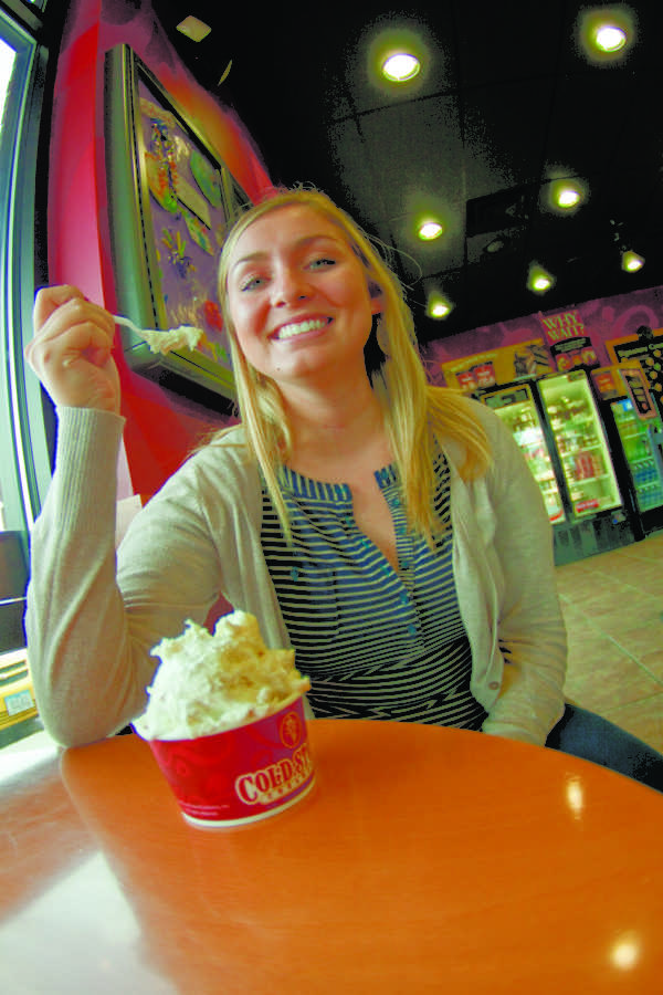 Lindsey Niehm, junior in marketing and member of Alpha Delta Pi sorority, samples her own concotion, Youre the Apple to My Pi, on Monday, Oct. 25. 