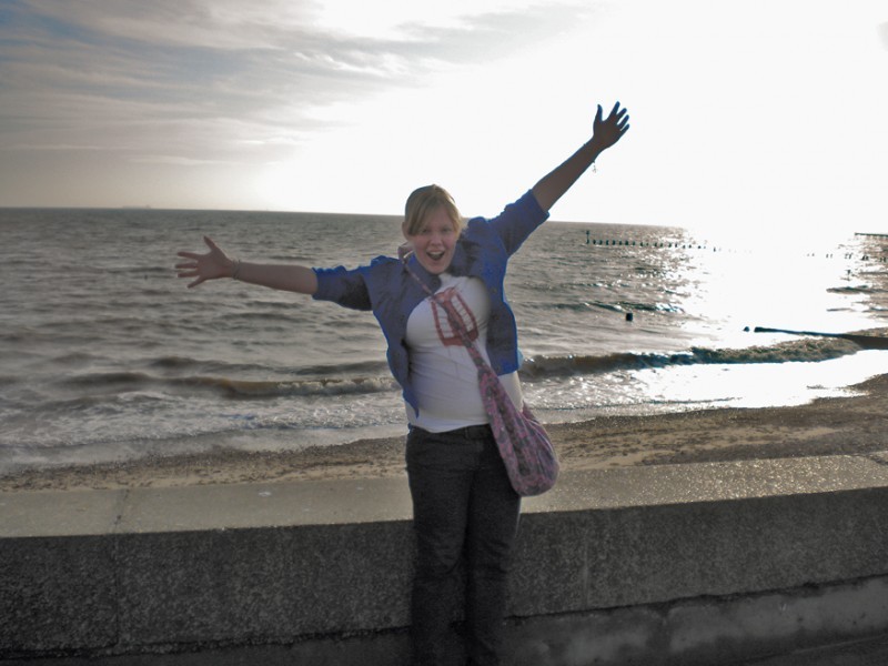 Dana Jensen, junior in global resource systems, in the Lowestoft in Suffolk County, England by the North Sea. Courtesy photo: Dana Jensen.