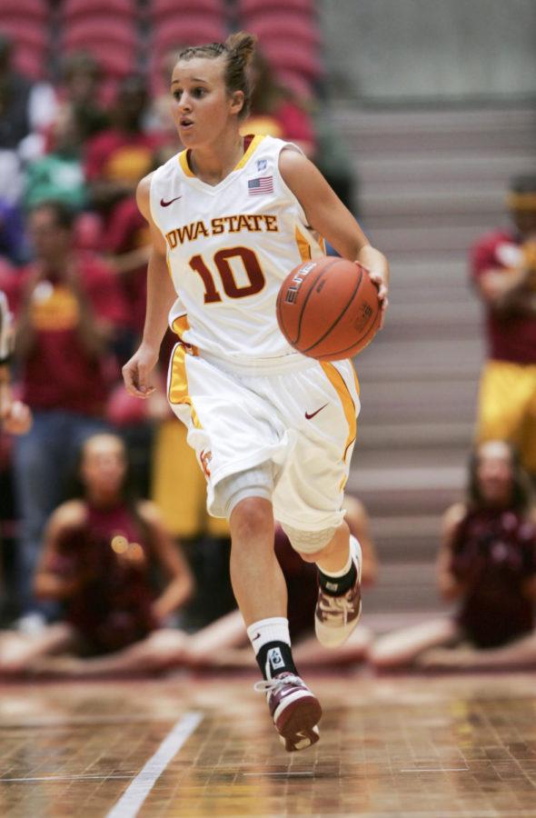 Iowa States Lauren Mansfield runs with the ball during the Cyclones game against Wartburg in Hilton Coliseum on Sunday, November 7, 2010.  The Cyclones won 61-40.