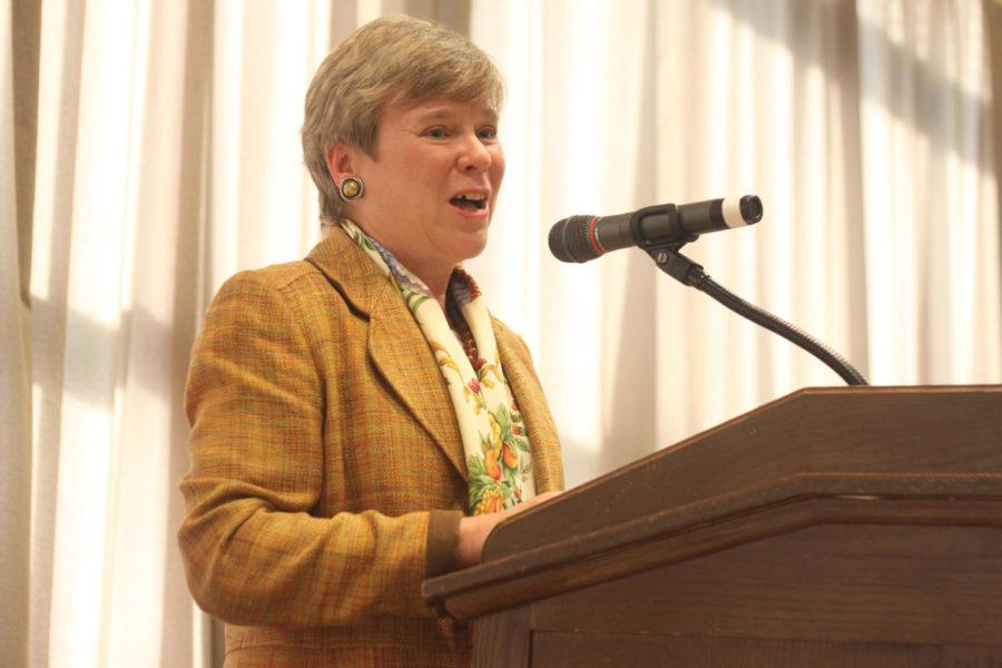Rose Gottemoeller gives a lecture, Nuclear Arms Control for the 21st Century, on Nov. 10 in the Sun Room of the Memorial Union. 