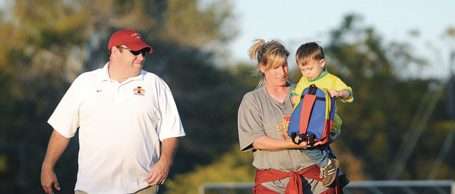 Married partners Wendy Dillinger and Chris Sellers serve as coaches for the women’s soccer team.