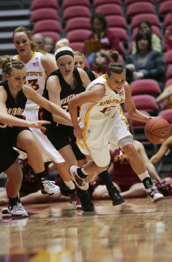 Iowa States Jessica Schroll runs with the ball during the Cyclones game against Wartburg in Hilton Coliseum on Sunday, November 7, 2010.  The Cyclones won 61-40.