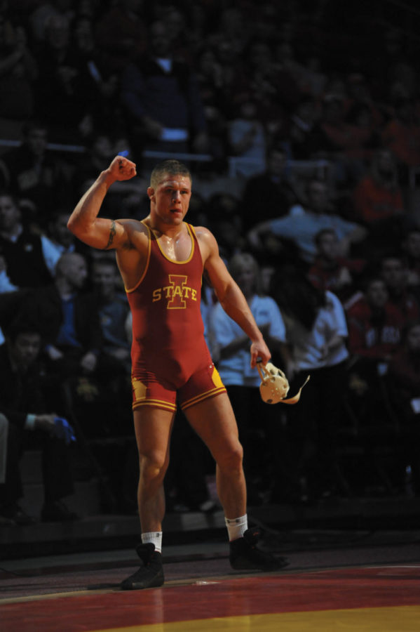Cyclone Jonathan Reader won the match against Oklahoma State during the Big 12 Championships on Saturday, March 5 at Hilton Coliseum. 