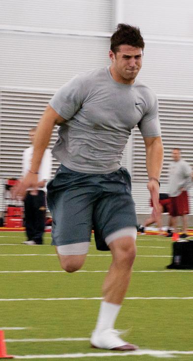 Collin+Franklin+participates+in+the+40-yard+dash+during+Iowa+State+Pro+Day+on+Tuesday.%0A