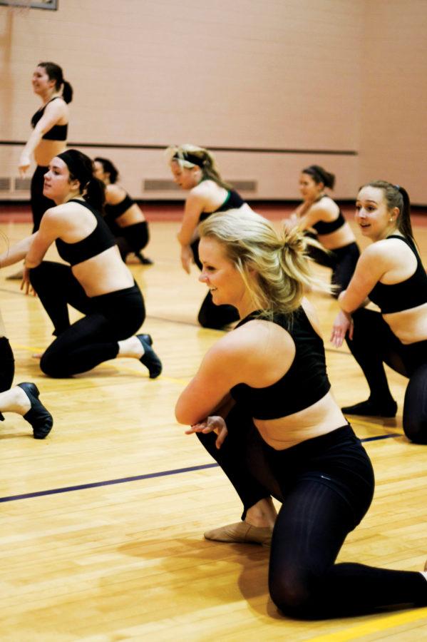 The Iowa State Dance Team practices for nationals in the Forker gym March 24. Tuesday, they are hosting a preview night free to the public in the Forker gym at 6 p.m. 