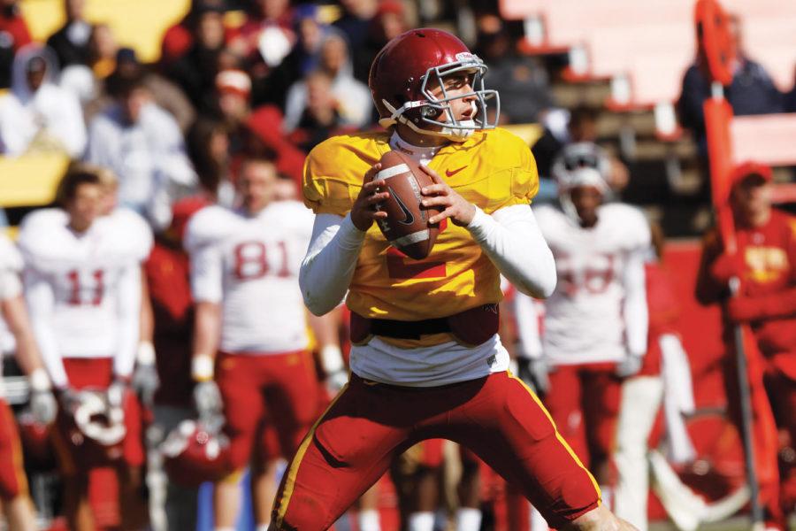 Quarterback Steele Jantz, seen here preparing to throw during
the spring game on Saturday, April 18, was named the starter for
the 2011 season. The Cyclones first game is Sept. 3 against
Northern Iowa
