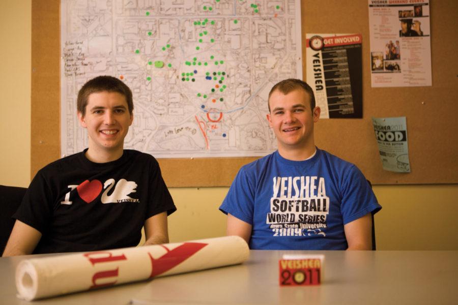 Michael Weber, senior in family finance, housing and policy (left), and Bradley Brugman, junior in agriculture busineess, are the co-chairmen for VEISHEA 2011. 