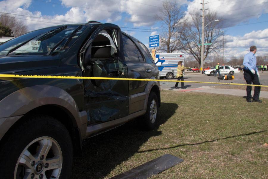 A Honda motorcycle hit a Kia Sorento around 4 p.m. April 1, at the corner of Welch Avenue and Mortensen Road. The road was blocked and traffic was rerouted for a few hours. The accident is still under investigation.