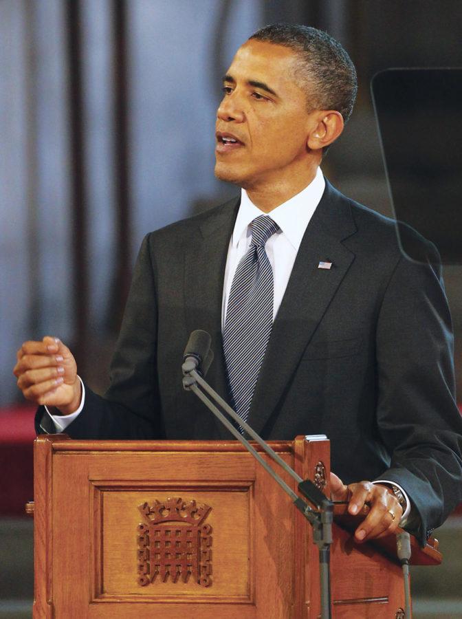 U.S. President Barack Obama addresses members of parliament in Westminster Hall May 25 in London, England. Obama was granted the honor of being the first U.S. president to speak in Westminster Hall.