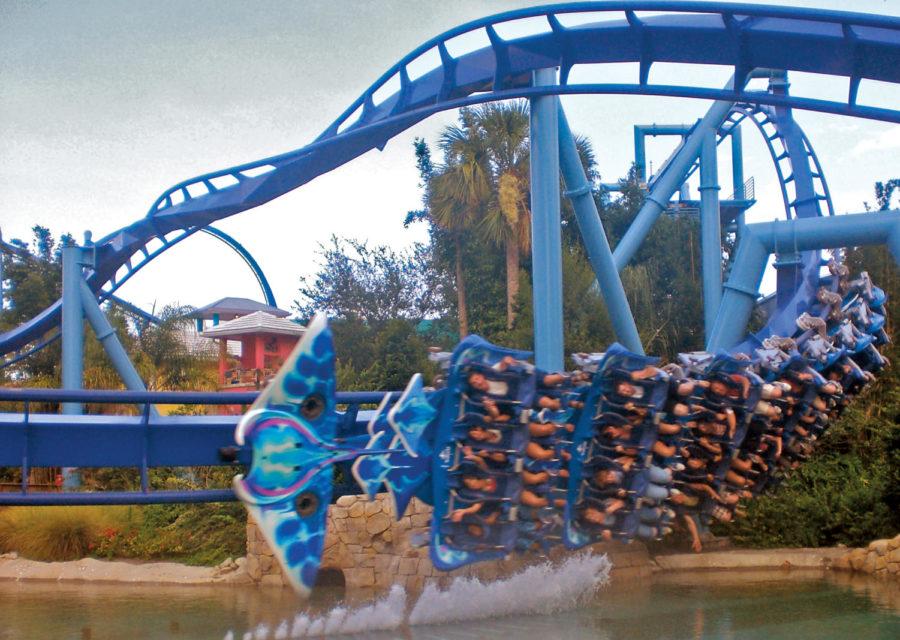 The new Manta roller coaster thrills park patrons at SeaWorld
in Orlando, Fla.
