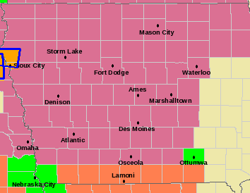The severe thunderstorm watch is in effect until 8 a.m. Monday,
July 11 for all counties shown in pink.
