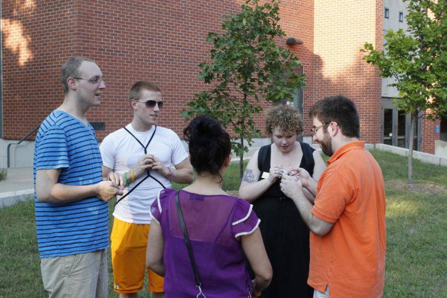 Students stand outside at the LGBTA Alliance & Friends Ice
Cream Social on Wednesday, Aug. 31. LGBTA holds the social at the
beginning of each school year and it is one of their largest
events.
