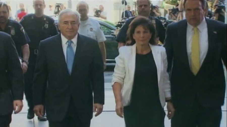 French politician Dominique Strauss-Kahn arrives with his wife
Anne Sinclair for his appearance in court in New York Friday
morning, July 1, 2011. He was later released on his own
recognizance and freed from house arrest after serious issues
were raised about the credibility of the woman who alleged he
sexually assaulted her.
