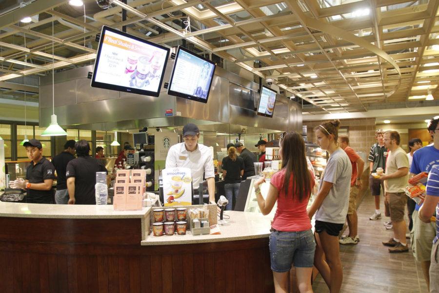 Students flock to Hawthorn Cafe at Frederickson Court to try out
the new options the dining center has just implemented.

