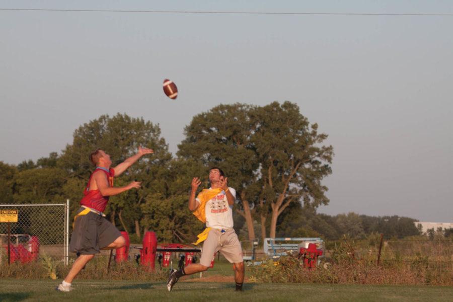 The intramural flag football season started with a bang Monday,
Sept. 12, as teams begin competing to move on in their specific
brackets.
