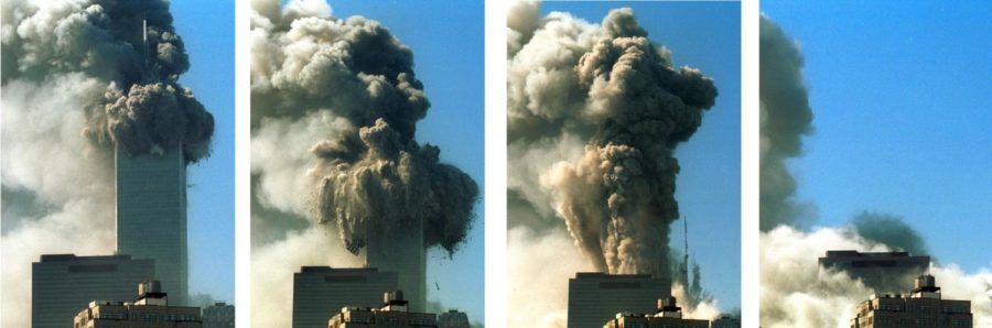 The second tower of The World Trade Center explodes and
collapses after being hit by a hijacked plane on Tuesday, September
11, 2001.
