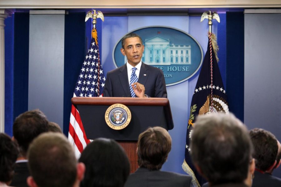 President Barack Obama speaking to reporters in the briefing
room at the White House on Tuesday, July 5, 2011. President Obama
announced that he has invited House and Senate Democratic and
Republican leaders to the White House for a meeting Thursday to
discuss deficit reduction and the need to raise the federal debt
ceiling.
