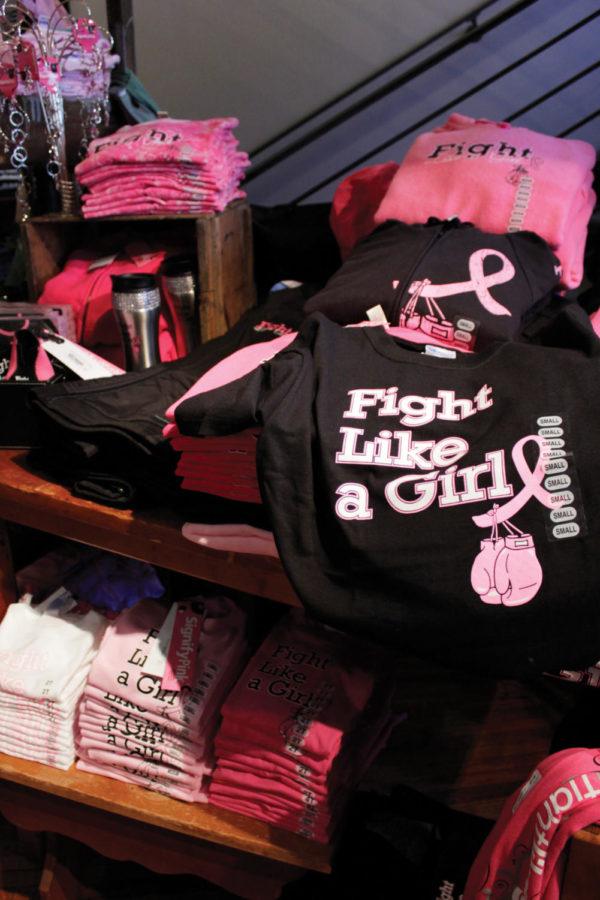 Sigler on Main carries an exclusive line of Fight Like a Girl
apparel and accessories designed to raise awareness breast cancer
awareness. A portion of the sales from the line go to benefit
breast cancer research and programs that promotoe awareness.
Although October is Breast Cancer Awareness month, Sigler on Main
carries the products year-round. 
