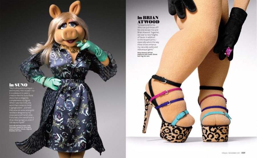 Ever the fashionista, Miss Piggy is making other muppets green
with envy thanks to a shoot with InStyle magazine.The snappy diva
flaunted her figure in a series of designer wares for the fashion
mags November issue, including a fringed, lacy black number from
Jason Wu, and a silk dress from Prabal Gurung.
