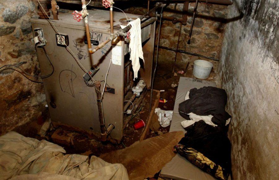 Scene of conditions inside the basement of the recent incident
in Philadelphia involving four victims held captive.
