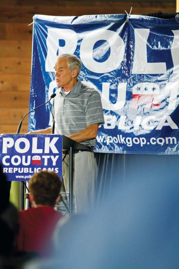 Republican representative and presidential candidate, Ron Paul
speaks at the Polk County Republican Party Summer Picnic on
Saturday, Aug. 27, at Jalapeno Petes on the Iowa State Fairgrounds
in Des Moines. After shaking hands and meeting members of the crowd
Paul shared his presidential intentions with the audience.
