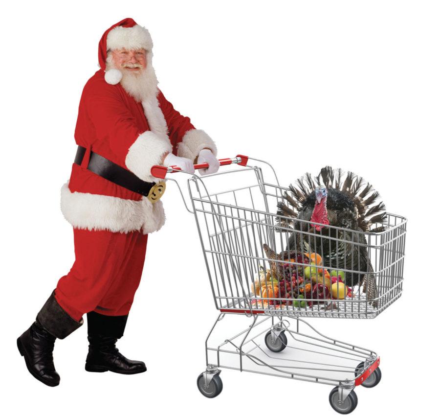 Santa with shopping cart
