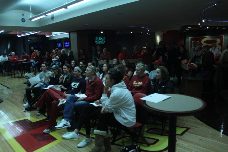 Iowa State watches the NCAA tournament selection show at
Johnnys at Hilton Coliseum. The Cyclones earned the No. 4 overall
seed in the tournament. Iowa State finished the season 22-5 overall
and 13-3 in conference play.
