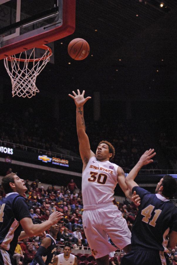 ISU forward Royce White goes up for a shot in the lane during
the first half of Iowa States 90-82 win over Northern Colorado on
Tuesday, Nov. 22 at Hilton Coliseum. White had 10 points, eight
rebounds and seven assists in the Cyclones win.
