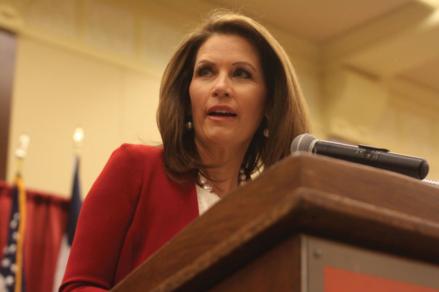 Presidential candidate Michele Bachmann speaks in the South
Ballroom of the Memorial Union on Thursday, Nov. 3. She advocates
tax reform and is against of wasteful government spending. 
