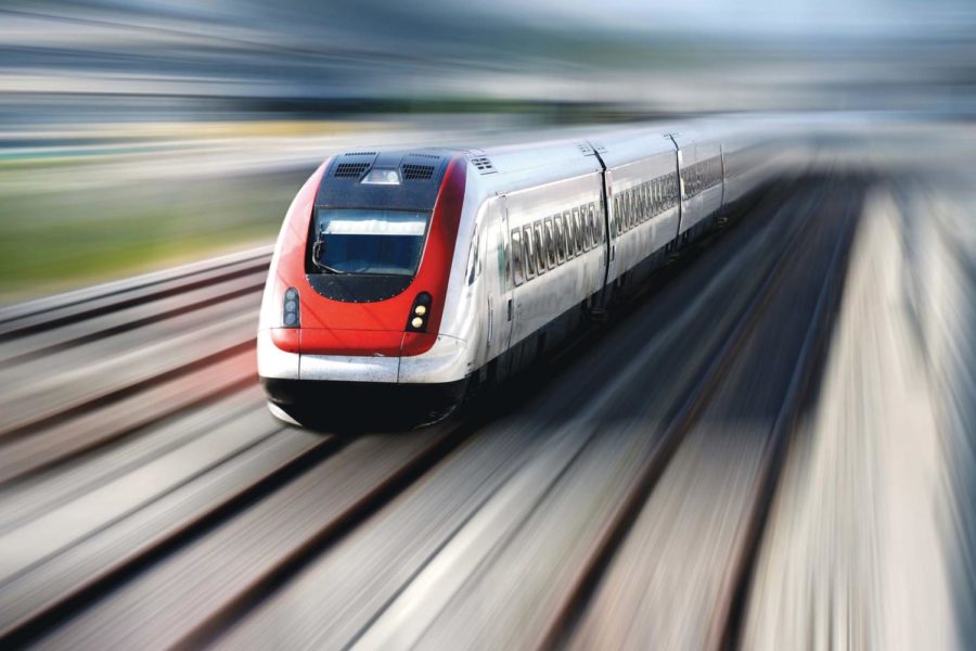 Fast train with motion blur
