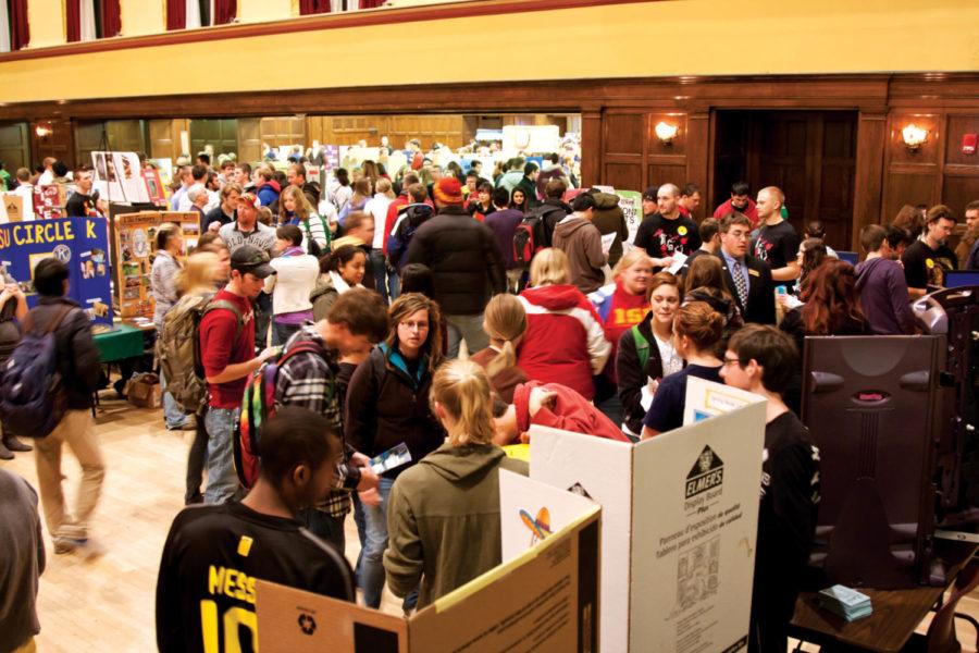 Students browse though clubs and organizations looking for new ways to get involved during ClubFest on Wednesday, Jan 18, in the Great Hall of the Memorial Union. ClubFest brings over 250 clubs and organizations twice a year. This event is a way for students to get involved in different groups and clubs on campus and to meet new people.