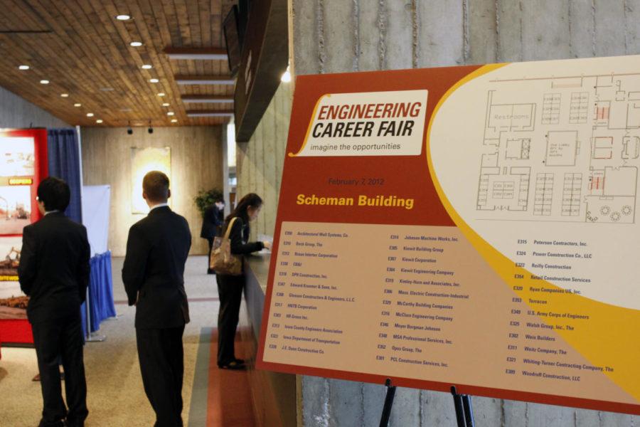 ISU engineering students had a chance to jump-start their future
careers at the Engineering Career Fair in the Scheman Building on
Tuesday, Feb. 7. The Engineering Career Fair helps students network
with prospective future employers and find internship
oppertunities.
