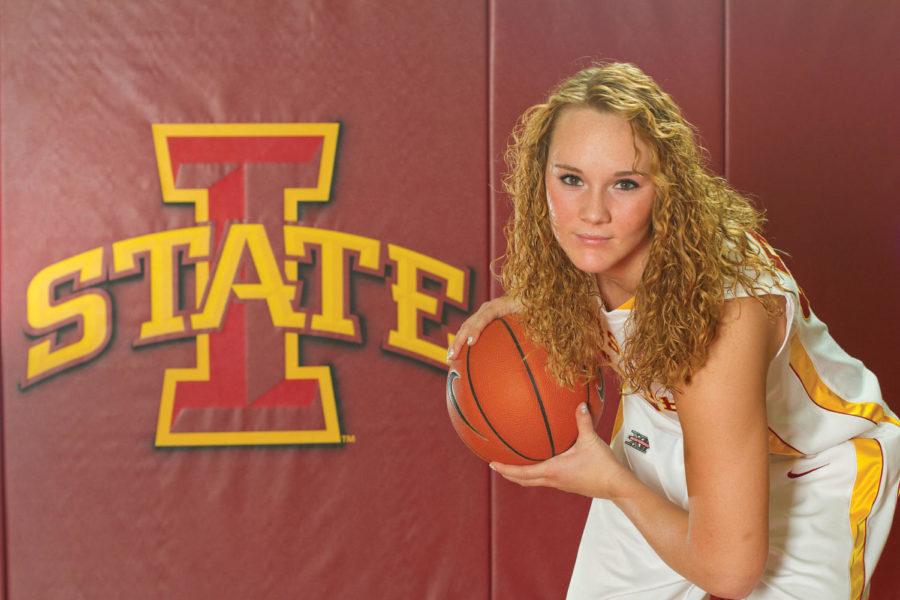 Iowa State forward Chelsea Poppens gets her game face on.
