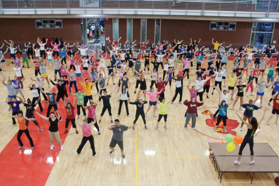 ISUs largest Zumba class took place Monday, March 5, at State Gym. The event was open to everyone who holds a recreation pass, including ISU students.
