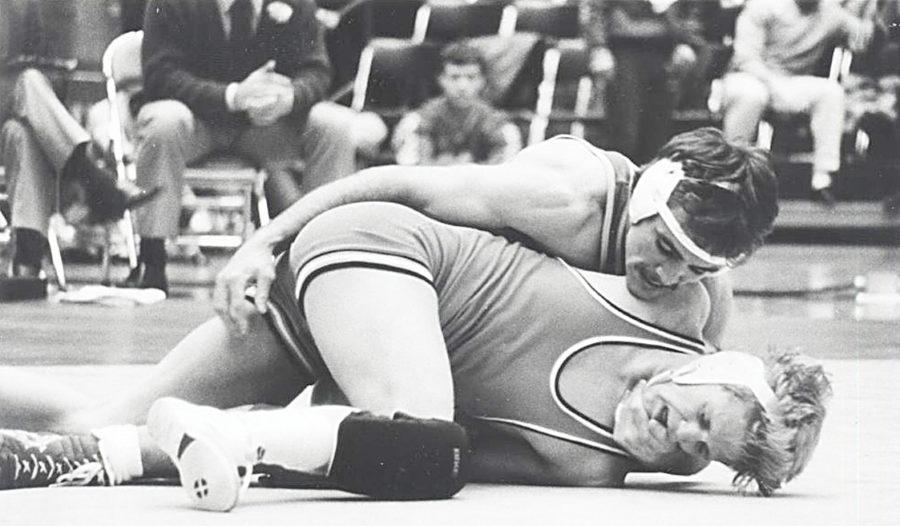 Bill Kelly, top, was the national champion at 126 pounds in 1987.
