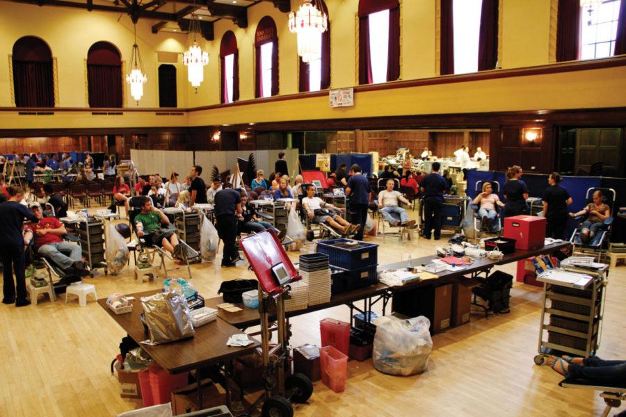 The Great Hall of the Memorial Union was full of blood donors on Wednesday, March 21. Iowa State hosted one of the largest blood drives in the nation March 19 to 22.
