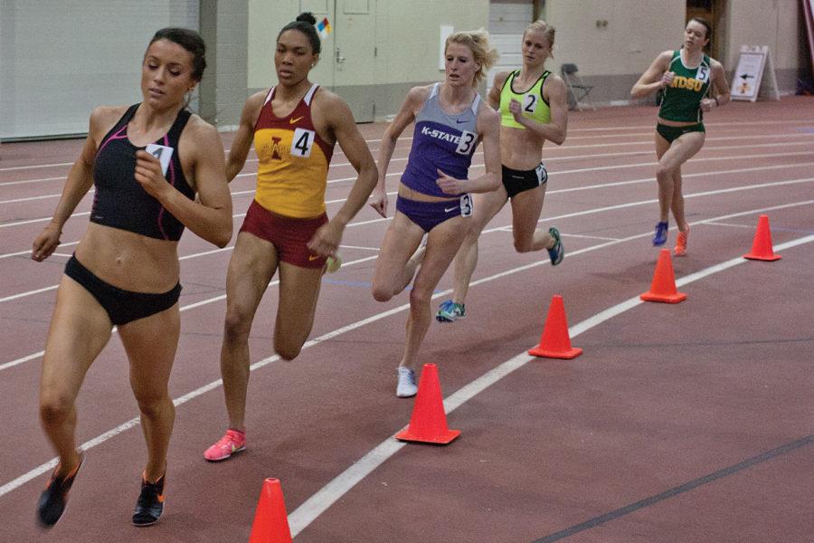 ISUunior Ejiro Okoro competes in the womens 800-meter run at the Last Chance NCAA Qualifier on Saturday, March 3, at Lied Recreation Athletic Center. Okoro finished fourth with a time of 2:05.77. 
