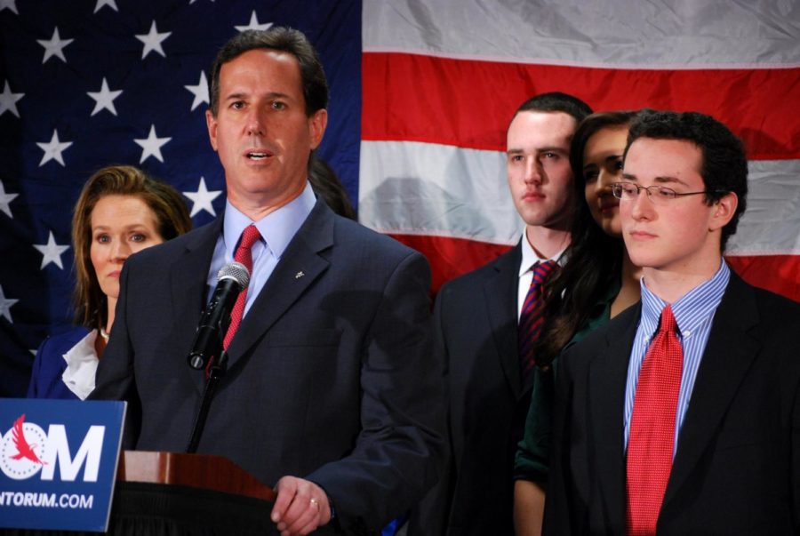 Rick Santorum announced Tuesday, April 10, that he is suspending his Republican presidential campaign after a weekend of prayer and thought, effectively ceding the GOP nomination to Mitt Romney. Santorum was joined by his wife, Karen, and four of their seven children.
