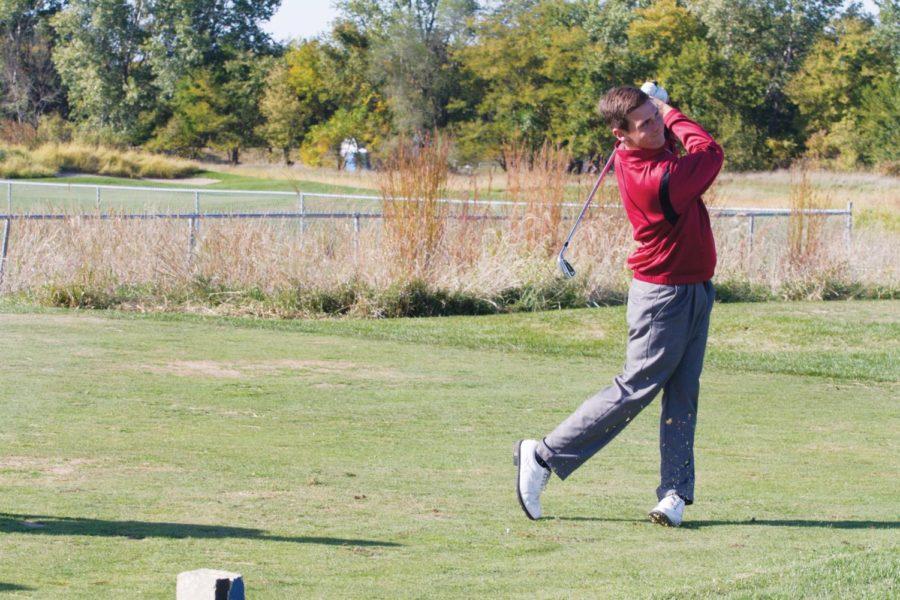 Nate McCoy, senior in communication studies, is the lone senior on a young ISU mens golf team.
