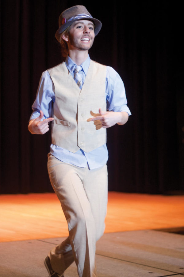 A performer makes a debut performance during the LGBTA Drag Show Friday, April 6, in the Great Hall of the Memorial Union.  The LGBTA Drag Show was the kick off event for Pride Week at Iowa State.
