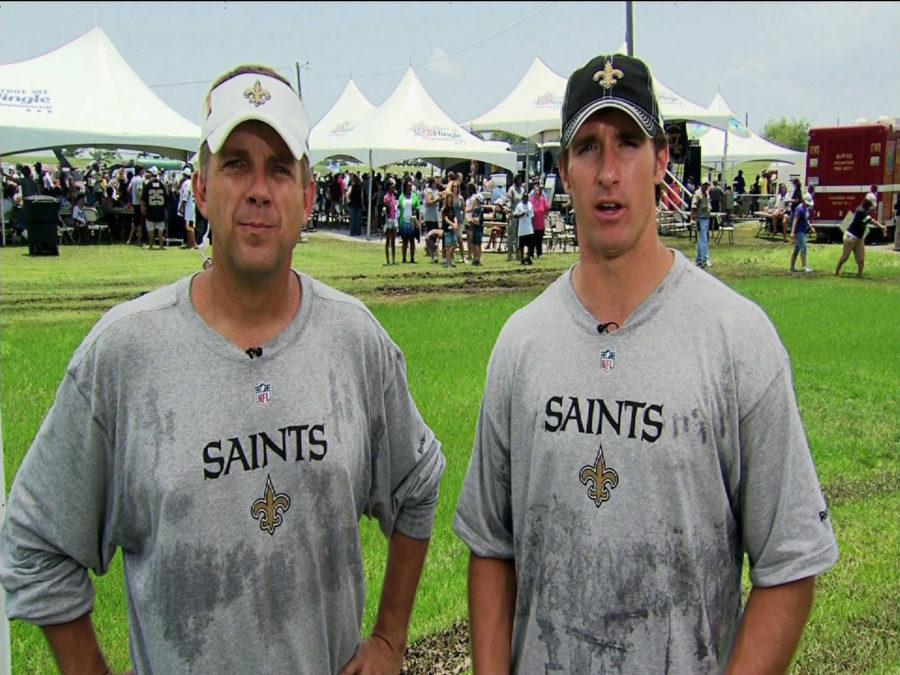 Sean Payton, left, New Orleans Saints coach, and Drew Brees, New Orleans Saints quarterback and 2010 Super Bowl MVP.
