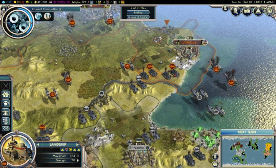 Empires of the Smokey Skies is part of the new expansion to Civilization V. The expansion revamps religion and spies.
