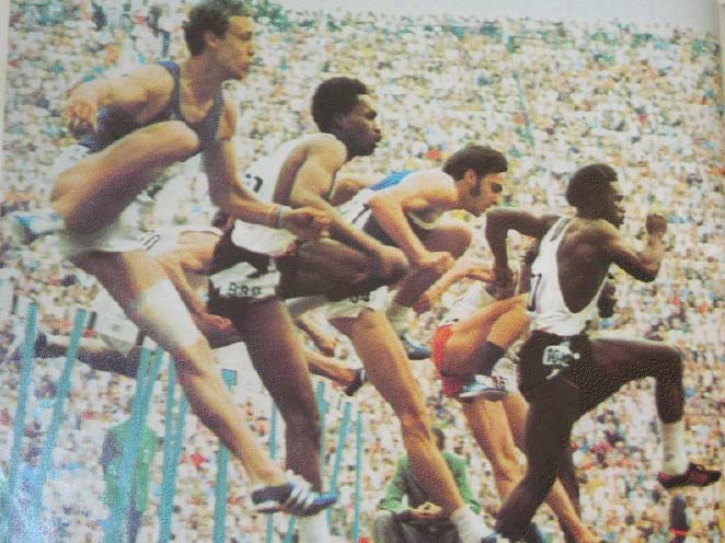 Tom Hill competes at the 1972 Olympics in the 110-meter hurdles.
