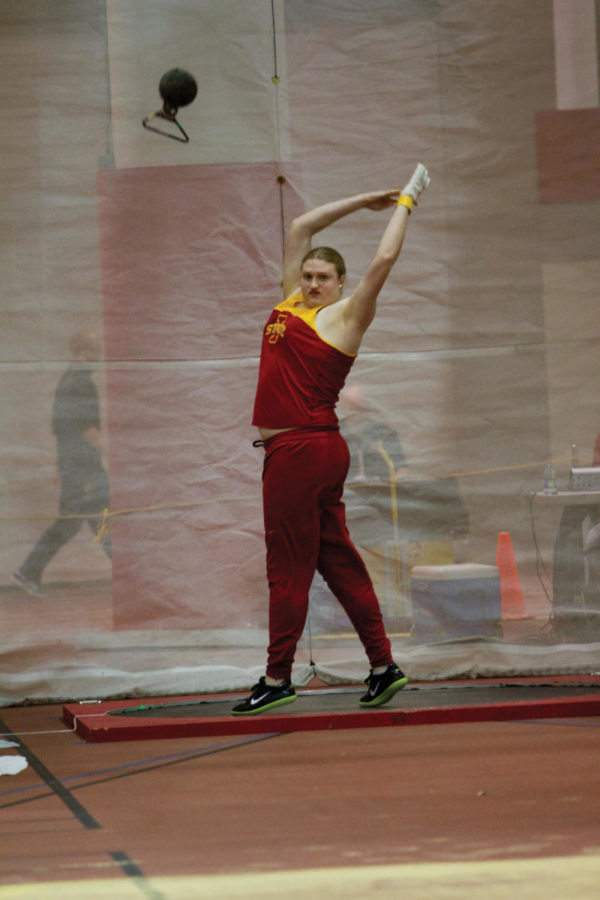 Freshman weight thrower Christina Hillman throws 14.07 meters,
landing her in seventh place overall in the weight throw in the ISU
Open on Friday, Jan. 20.
